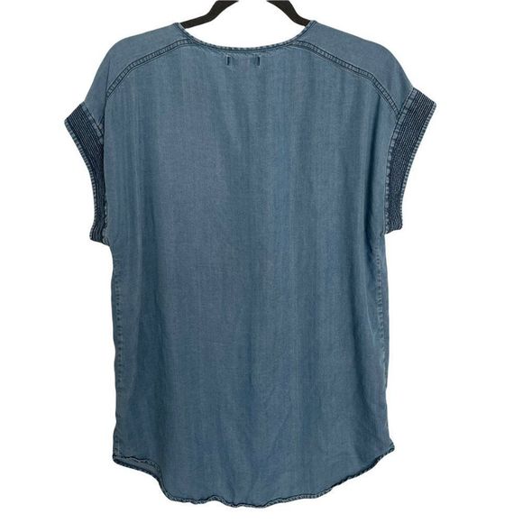 J.crew Chambray mid button short sleeve square tunic top S - Picture 3 of 8